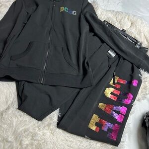 BCBGMaxAzria Black Straight Leg Pants with Multicolor Sequin Detail